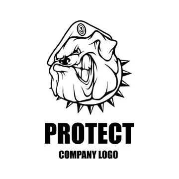 Security company vector logo design template. Protection logo. Dog in uniform Stock Illustration