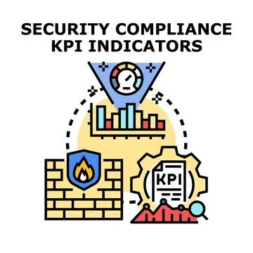Security compliance kpi indicators analyzing risk management 스톡 일러스트