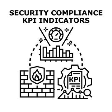 Security compliance kpi indicators analyzing risk management Illustrazione stock