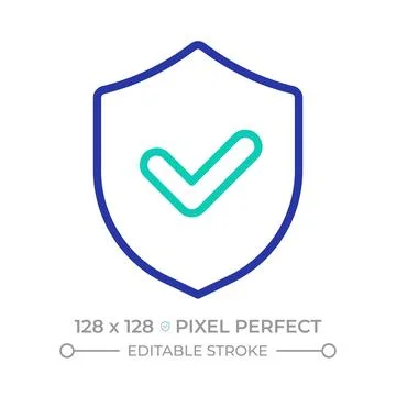 Security compliance pixel perfect two color line icon 스톡 일러스트
