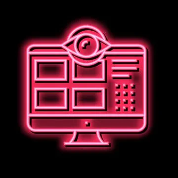 Security computer application neon glow icon illustration Stock Illustration