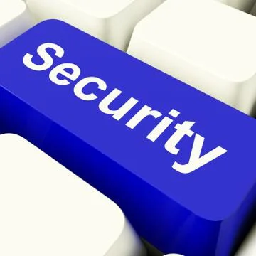 Security computer key in blue showing privacy and safety Illustrazione stock
