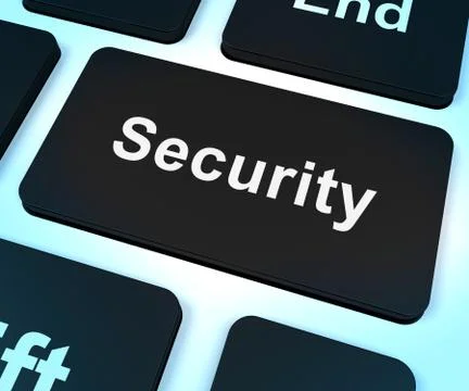 Security computer key showing privacy and safety Illustrazione stock