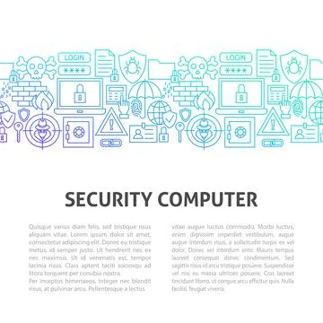 Security Computer Line Template Stock Illustration