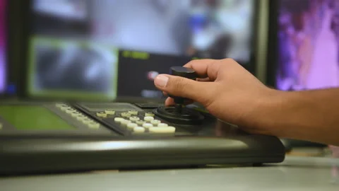 Security concept of 4k Resolution. Officers are watching CCTV cameras to keep Stock Footage 229424189