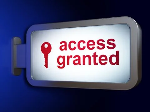 Security concept: Access Granted and Key on billboard background Stockillustratie