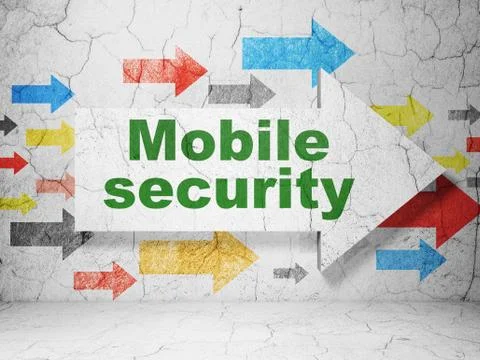 Security concept: arrow with Mobile Security on grunge wall Illustrazione stock