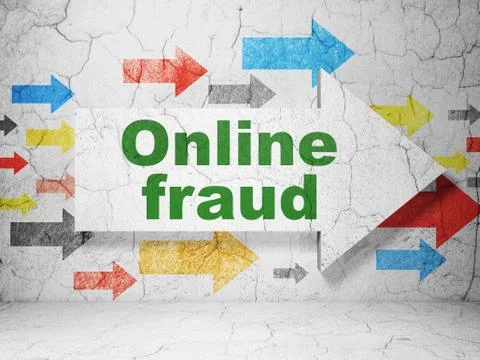 Security concept: arrow Online Fraud on grunge wall background Illustrazione stock