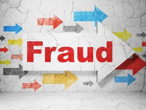 Security concept: arrow whis Fraud on grunge wall background Illustrazione stock