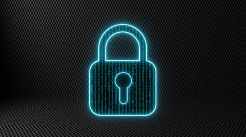 Security concept - binary code into closed padlock on digital background Stock Illustration