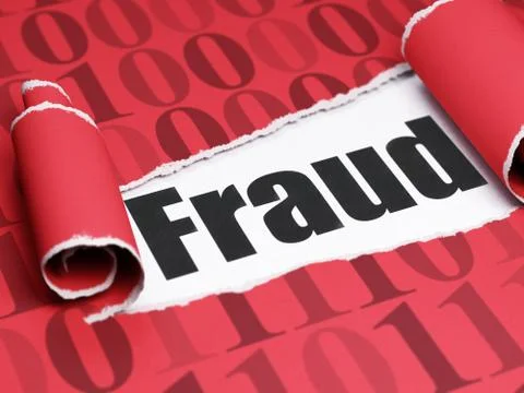 Security concept: black text Fraud under the piece of  torn paper Stock Illustration