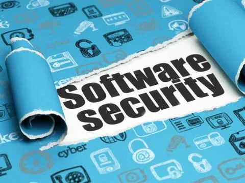 Security concept: black text Software Security under the piece of  torn paper Stock Illustration