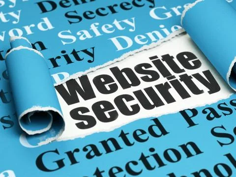 Security concept: black text Website Security under the piece of  torn paper 스톡 일러스트