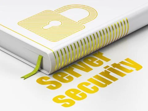 Security concept: book Closed Padlock, Server Security on white Illustrazione stock