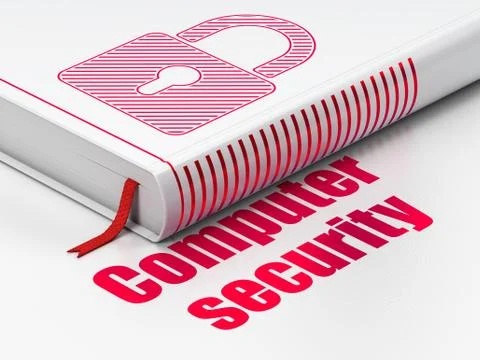 Security concept: book Closed Padlock, Computer Security on white background Illustrazione stock