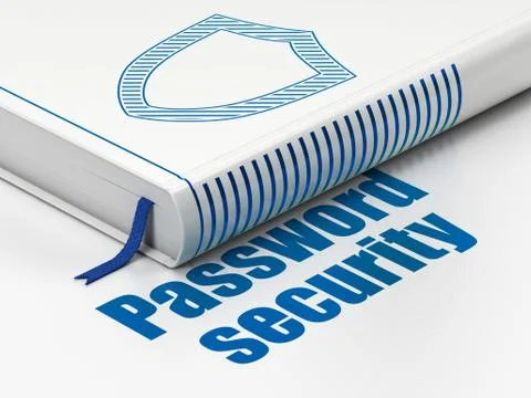 Security concept: book Contoured Shield, Password Security 스톡 일러스트