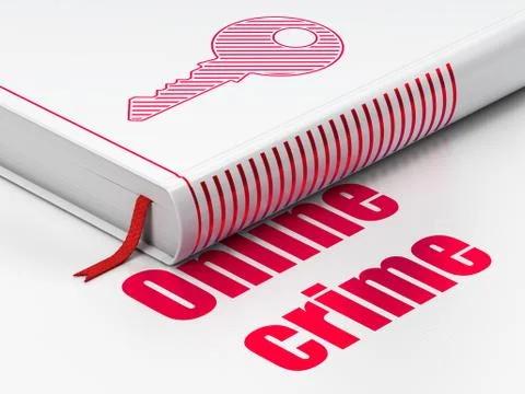 Security concept: book Key, Online Crime on white background Stockillustratie