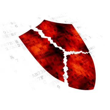 Security concept: Broken Shield on Digital background Stock Illustration