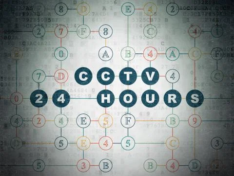 Security concept: CCTV 24 hours on digital background Stock Illustration