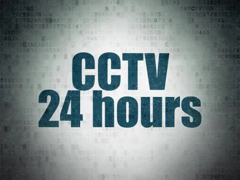 Security concept: CCTV 24 hours on Digital Data Paper background Stock Illustration
