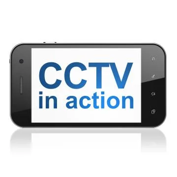 Security concept: CCTV In action on smartphone Stock Illustration