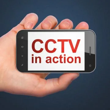 Security concept: CCTV In action on smartphone Stock Illustration