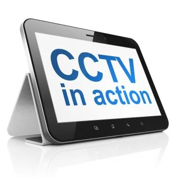 Security concept: CCTV In action on tablet pc computer Stock Illustration
