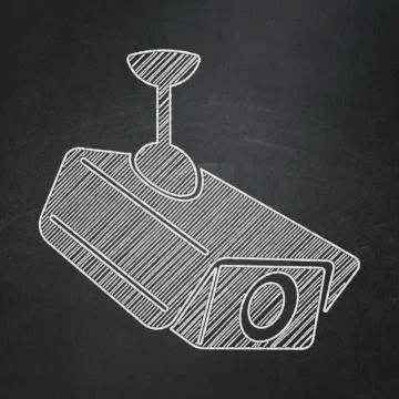 Security concept: Cctv Camera on chalkboard background Stock Illustration