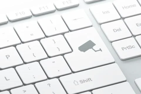 Security concept: Cctv Camera on computer keyboard background 스톡 일러스트