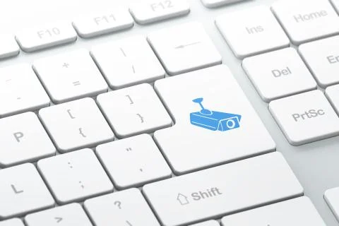 Security concept: Cctv Camera on computer keyboard background イラスト素材