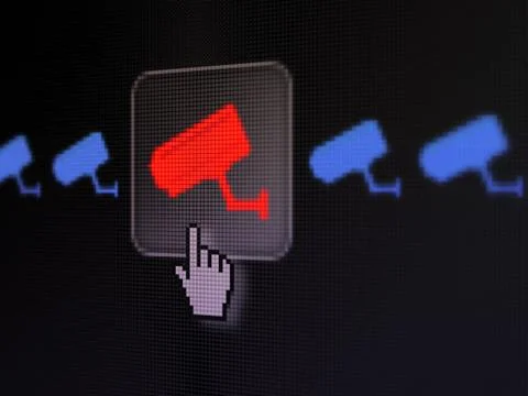 Security concept: Cctv Camera on digital computer screen イラスト素材