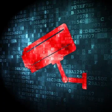 Security concept: Cctv Camera on digital background Illustrazione stock