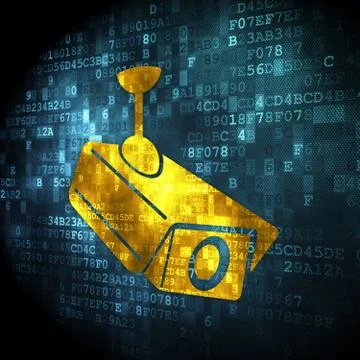 Security concept: Cctv Camera on digital background Stock Illustration