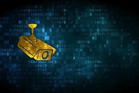 Security concept: Cctv Camera on digital background Stock Illustration
