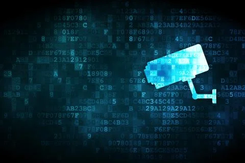 Security concept: Cctv Camera on digital background Illustrazione stock