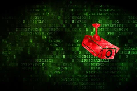 Security concept: Cctv Camera on digital background Illustrazione stock
