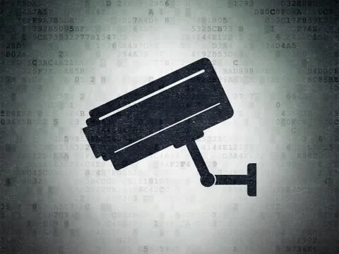 Security concept: Cctv Camera on Digital Data Paper background Stock Illustration