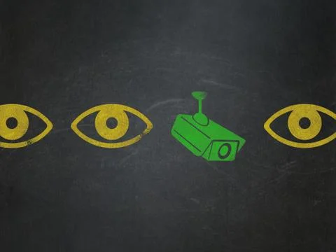 Security concept: cctv camera icon on School Board background Stock Illustration