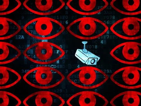Security concept: cctv camera icon on Digital background Illustrazione stock