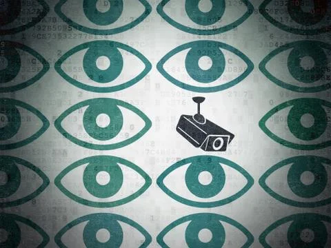 Security concept: cctv camera icon on Digital Paper background Stock Illustration