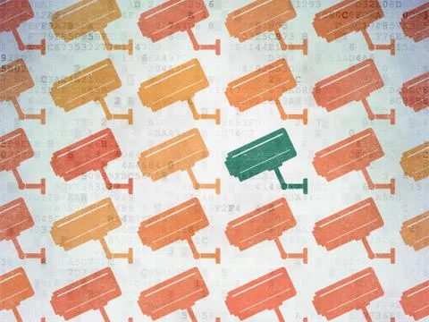Security concept: cctv camera icon on Digital Data Paper background Stock Illustration