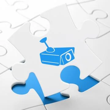 Security concept: Cctv Camera on puzzle background イラスト素材