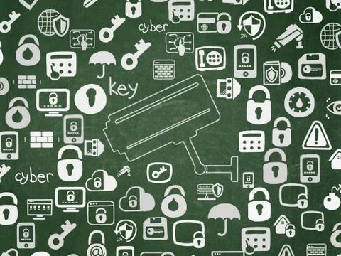 Security concept: Cctv Camera on School Board background Illustrazione stock