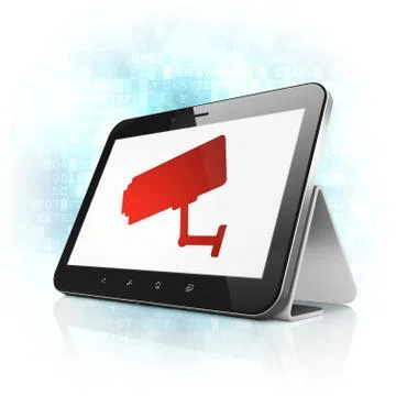 Security concept: Cctv Camera on tablet pc computer Illustrazione stock