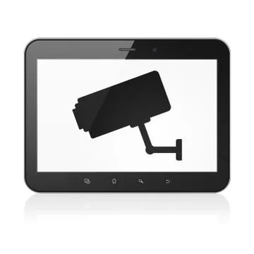 Security concept: Cctv Camera on tablet pc computer Illustrazione stock