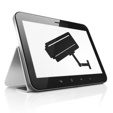 Security concept: Cctv Camera on tablet pc computer Illustrazione stock