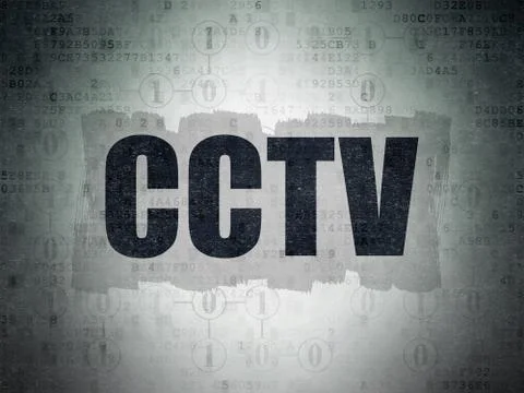 Security concept: CCTV on Digital Data Paper background 스톡 일러스트