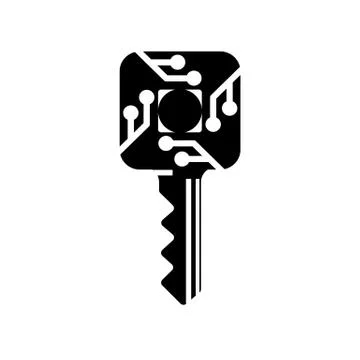 Security concept. Circuit board key logo icon on the digital high tech style  Stock Illustration