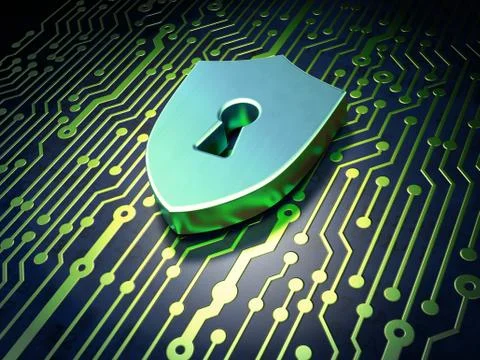 Security concept: circuit board with Shield Keyhole icon Stock Illustration