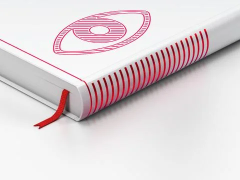 Security concept: closed book, Eye on white background Stock Illustration